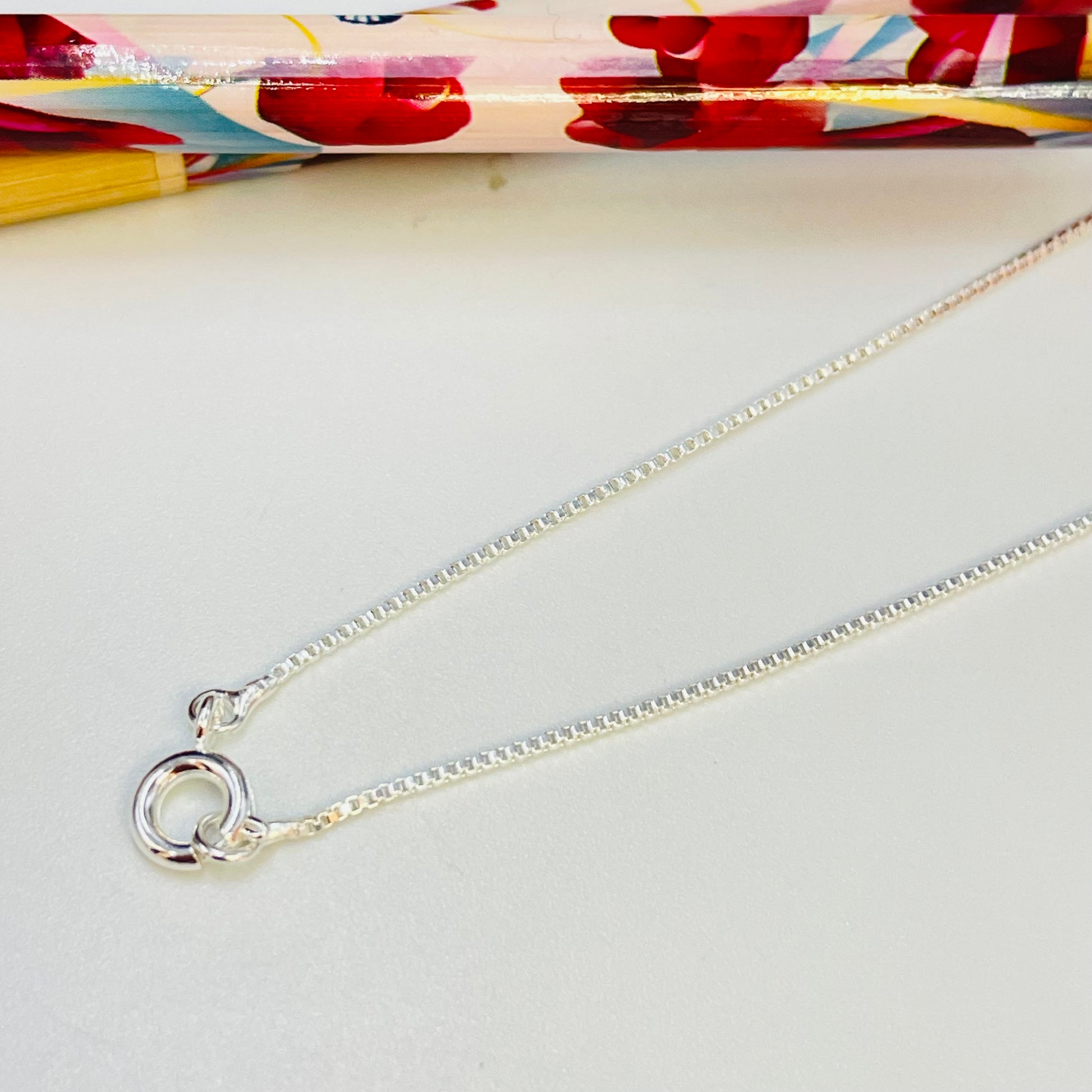 CP121 Cadena Veneciana 0.8 mm 45 cm Cadena Baño Plata Cadenas Bañadas en Oro y Plata hecho de Bronce Bañado en Plata 50 ml Joyas Bañadas en Plata