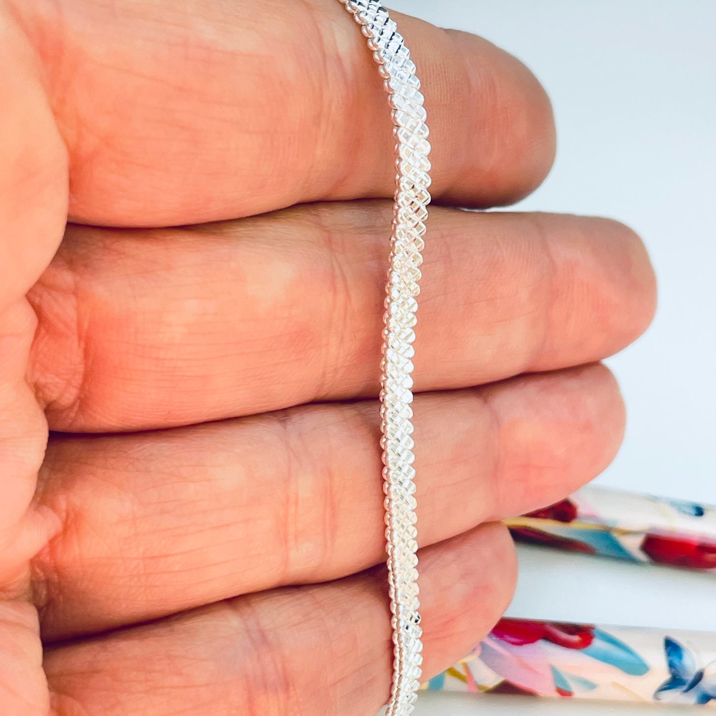 PP29 Pulsera Cinta Texturada doble espesor Ancho 3 mm Espesor 1.3 mm Largo 15 cm Pulsera Baño Plata