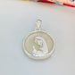 FP1051 Colgante Virgen Niña fondo Cristal diá. 23 mm más argollita más valier Figura Baño Plata