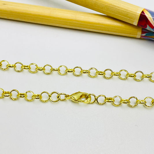 Joyas por Mayor Joyas Bañadas en Oro por Mayor Insumos para Joyas CO213 Cadena Rolo Eslabón 4 mm Largo 44 cm Cadena Terminada Baño Oro