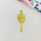 Joyas por Mayor Joyas Bañadas en Oro por Mayor Insumos para Joyas FO1149 Colgante Raqueta con mini circón 25 x 10 mm más argollita Espesor 1.5 mm Figura Baño Oro