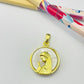 FO1051 Colgante Virgen Niña fondo Cristal diá. 23 mm más argollita más valier Figura Baño Oro