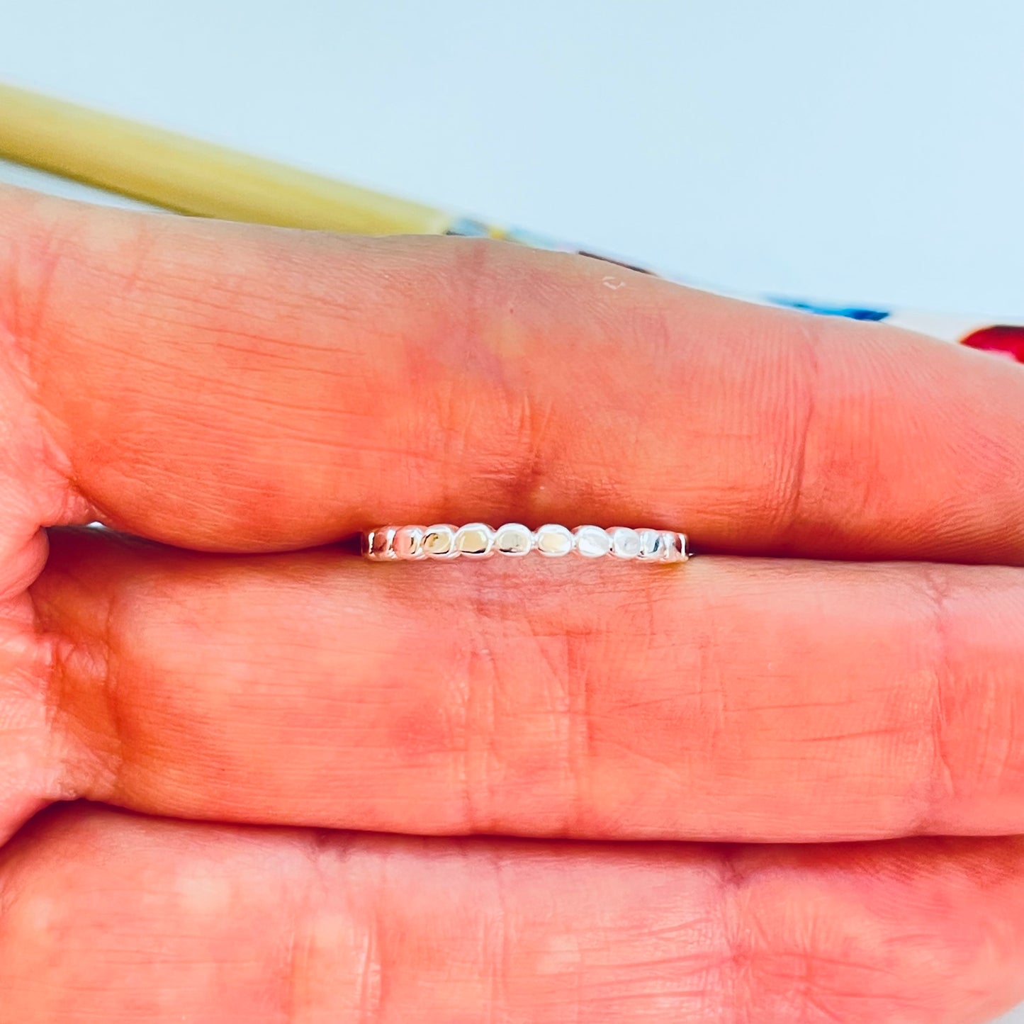 WP64 Anillo Bolitas Aplanadas Ancho 2.1 mm Espesor 2.1 mm Anillo Baño Plata