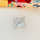 Joyas por Mayor Joyas Bañadas en Plata por Mayor Insumos para Joyas FP1179 Conector Small Trébol 4 hojas Punto Central en relieve líneas estampadas borde rutilado 15 mm más argollitas Espesor 0.8 mm Figura Baño Plata