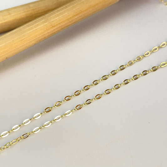 CO191 Cadena Candado Espesor 0.8 mm Largo 40 cm más extensor 7 cm con mini circón 2 mm Cadena Terminada Baño Oro Cadenas Bañadas hecho de Bronce Bañado en Oro 18K Joyas Bañadas en Oro