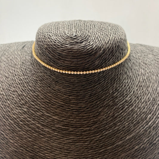 CO199 Collar Cristales Largo 38 cm más Extensor de 10 cm Ancho 1.8 mm Collar Terminado Baño Oro Cadenas Bañadas hecho de Bronce Bañado en Oro 18K Joyas Bañadas en Oro