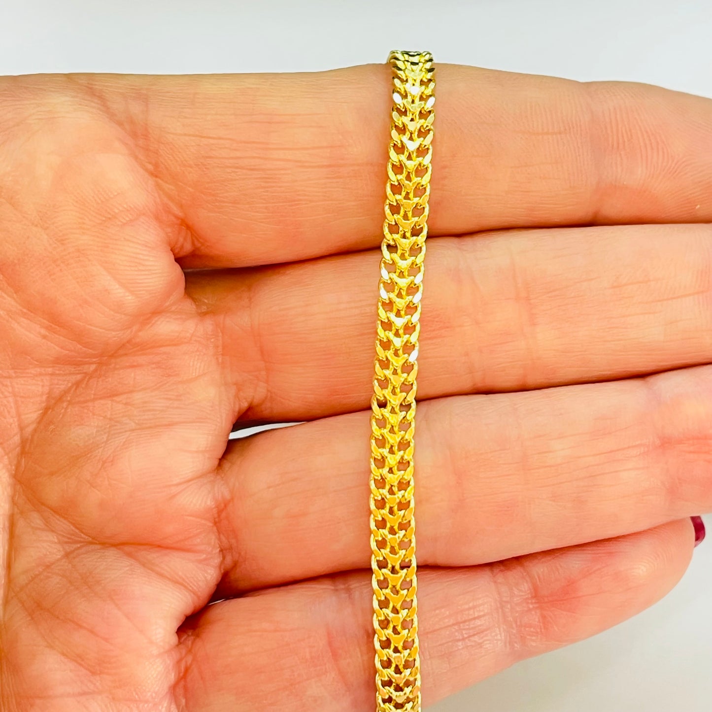 PO32 Pulsera Doble Cadena Grumet Largo 16 cm más extensor 5 cm Ancho 4.4 mm Espesor 1.2 mm Pulsera Baño Oro