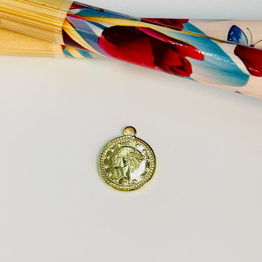 Joyas por Mayor Joyas Bañadas en Oro por Mayor Insumos para Joyas FO1194 Colgante Mini Moneda Lira Doble Faz Diá. 8 mm más argollita Espesor 1 mm Figura Baño Oro