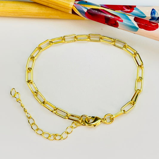 Joyas por Mayor Joyas Bañadas en Oro por Mayor Insumos para Joyas PO28 Pulsera tipo Cartier Eslabón 4.8 x 3.8 mm Largo 40 cm más extensor 5 cm Pulsera Baño Oro