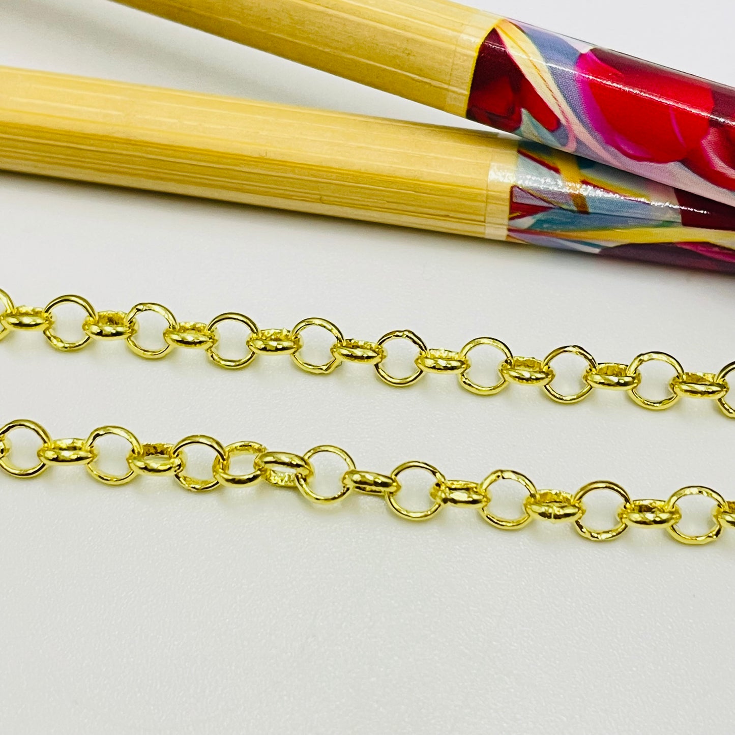 Joyas por Mayor Joyas Bañadas en Oro por Mayor Insumos para Joyas CO213 Cadena Rolo Eslabón 4 mm Largo 44 cm Cadena Terminada Baño Oro