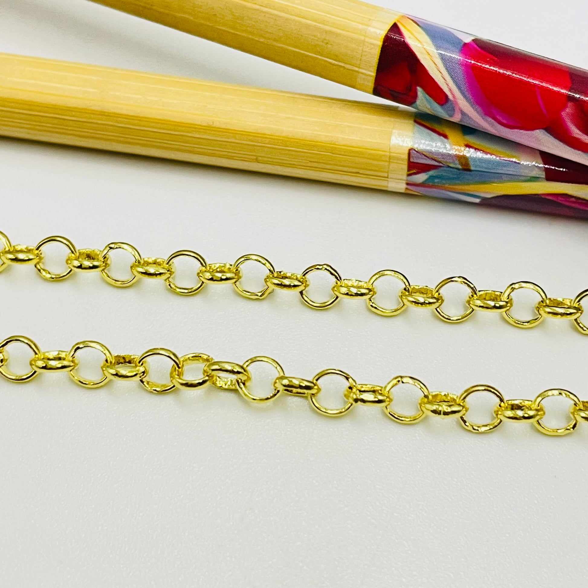 Joyas por Mayor Joyas Bañadas en Oro por Mayor Insumos para Joyas CO213 Cadena Rolo Eslabón 4 mm Largo 44 cm Cadena Terminada Baño Oro