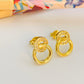 XO543 Aro 2 Círculos Calados Entrelazados 1 con circones 19 x 11 mm Espesor 1.5 mm Aro Baño Oro