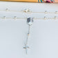PP33 Pulsera Rosario Decenario Virgen Aparecida Cadena Bolitas 2.8 mm Largo 20 cm Largo Cadena y Cruz 3.5 cm Pulsera Baño Plata