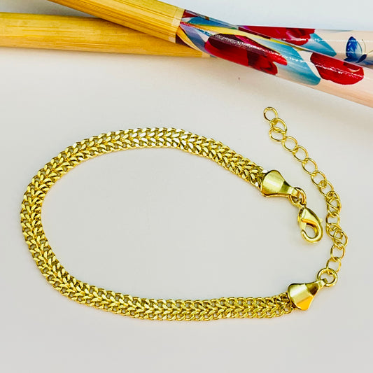 Joyas por Mayor Joyas Bañadas en Oro por Mayor Insumos para Joyas PO32 Pulsera Doble Cadena Grumet Largo 16 cm más extensor 5 cm Ancho 4.4 mm Espesor 1.2 mm Pulsera Baño Oro