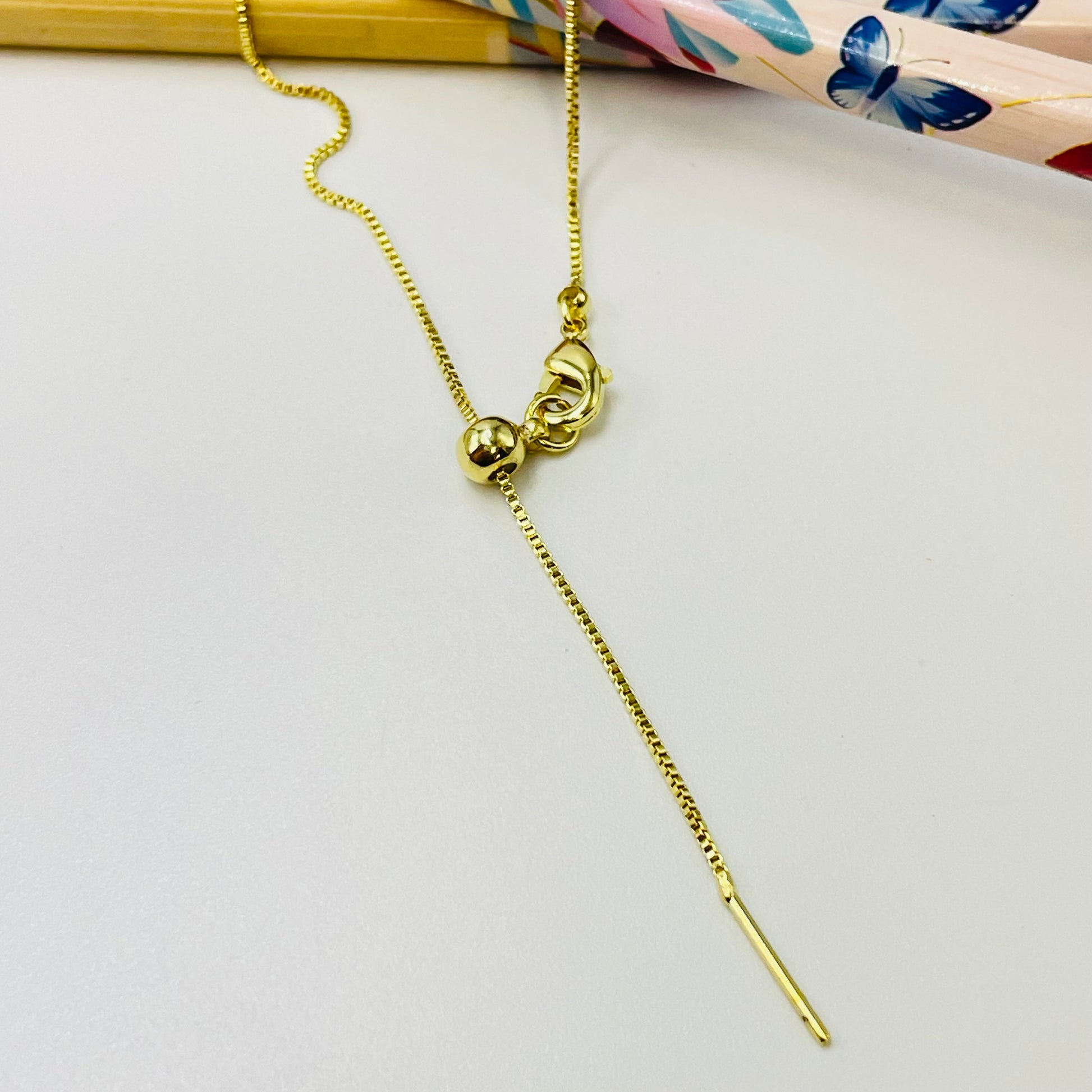Joyas por Mayor Joyas Bañadas en Oro por Mayor Insumos para Joyas CO209 Cadena Veneciana de 1mm con bolita con silicona y palito Cadena Terminada Baño Oro