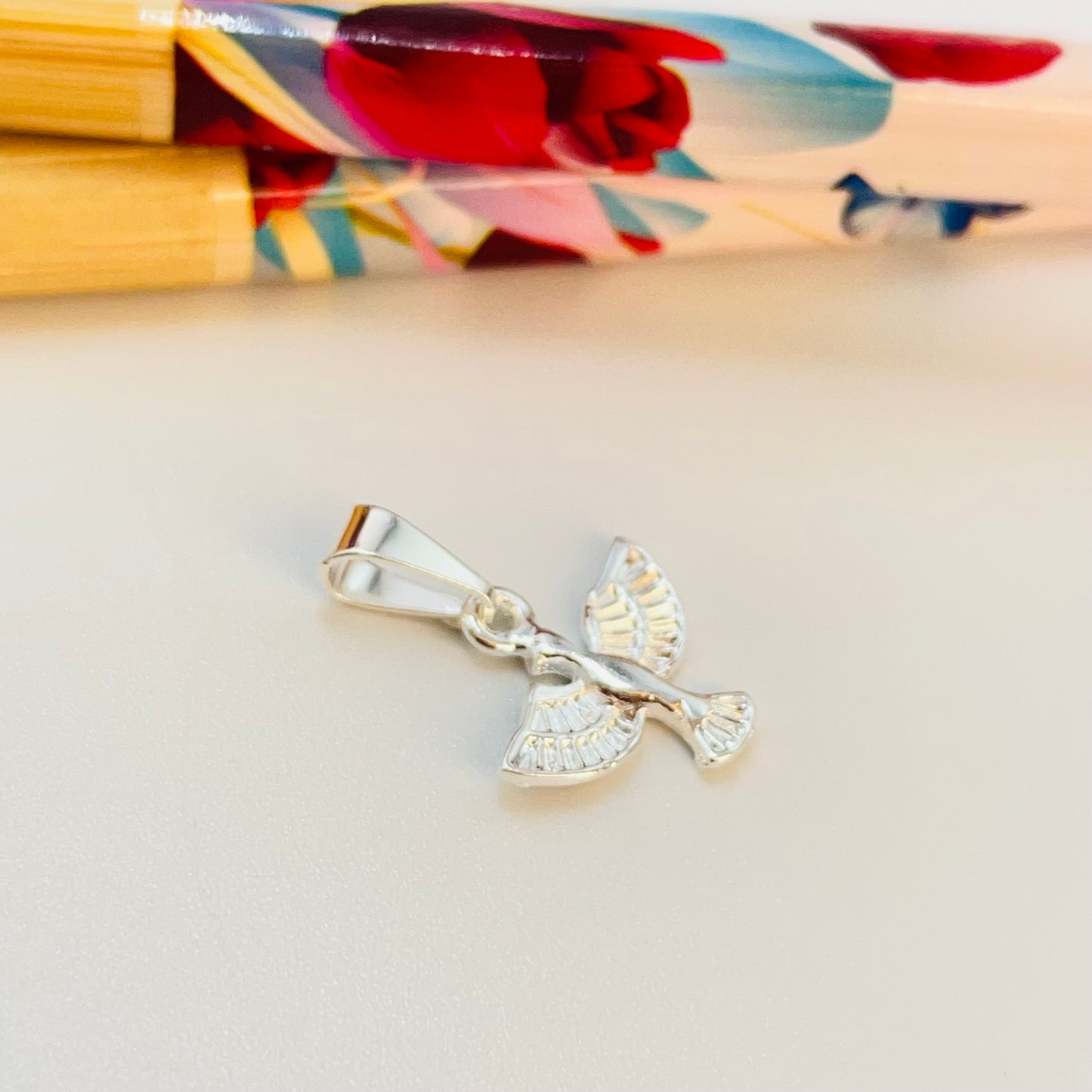 FP1184 Colgante Espíritu Santo 13 x 14 mm más Valier Espesor 1.1 mm Figura Baño Plata