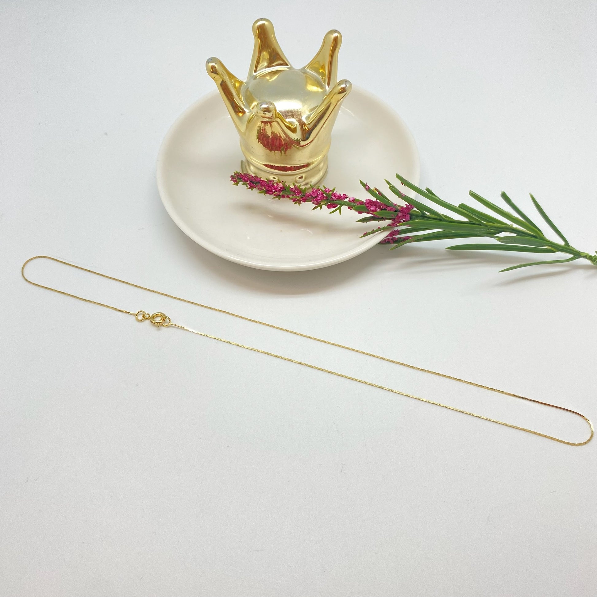 CO188 Cadena Boston Espesor 0.5 mm Largo 45 cm Cadena Terminada Baño Oro Cadenas Bañadas hecho de Bronce Bañado en Oro 18K Joyas Bañadas en Oro