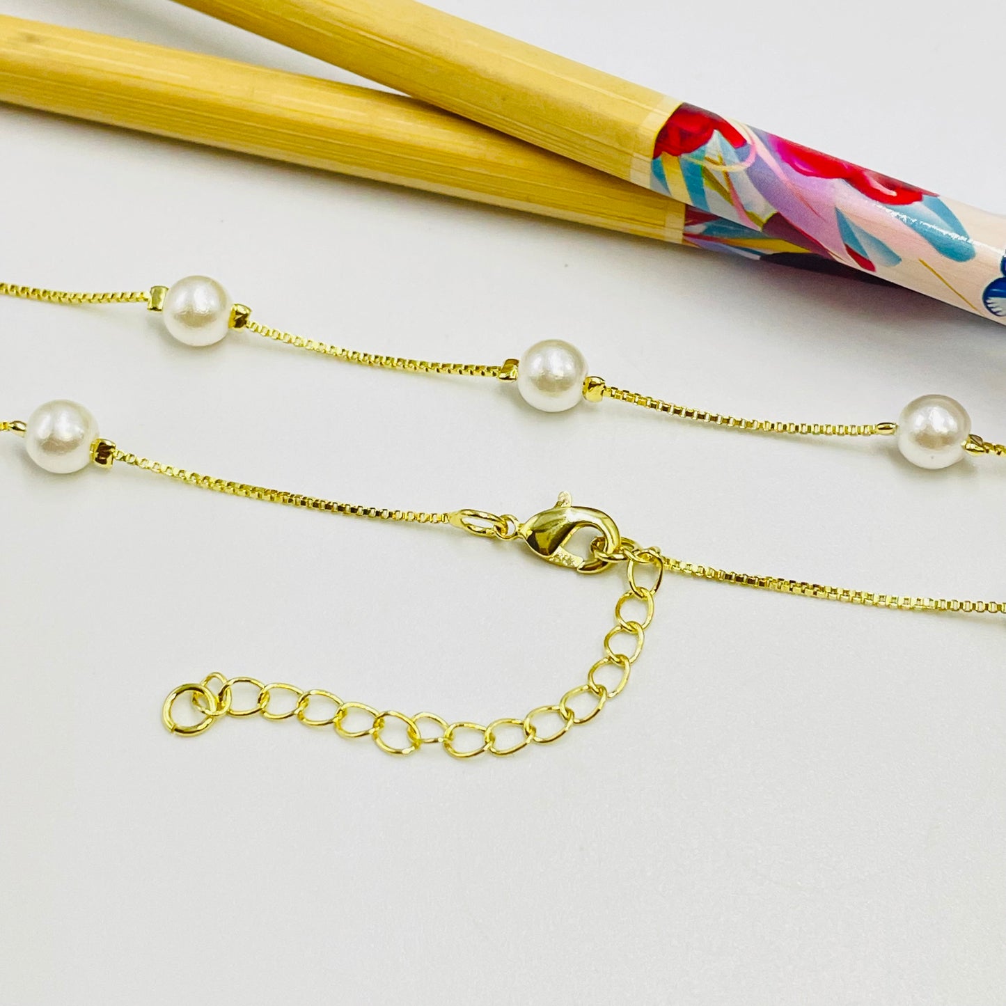 Joyas por Mayor Joyas Bañadas en Oro por Mayor Insumos para Joyas CO211 Collar Perlas diá. 6 mm Cadena Veneciana Espesor 1 mm Largo 40 cm más extensor 5 cm Collar Terminado Baño Oro