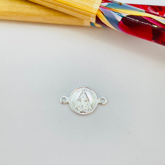 FP1046 Conector Virgen de los Milagros 9 mm mas argollitas Figura Baño Plata