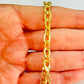 PO16 Pulsera Eslabones Candado con rayitas 17 cm mas extensor 5 cm Eslabón 8 x 6 mm Espesor 1.2 mm Pulsera Baño Oro Pulseras hecho de Bronce Bañado en Oro 18K Joyas Bañadas en Oro