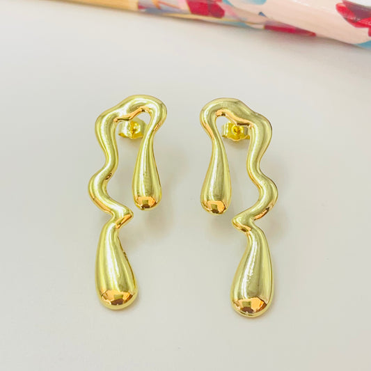 Joyas por Mayor Joyas Bañadas en Oro por Mayor Insumos para Joyas XO474 Aro Orgánico doble 38 x 14 mm Espesor 1.2 mm Aro Baño Oro