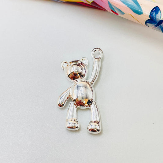 Joyas por Mayor Joyas Bañadas en Plata por Mayor Insumos para Joyas FP1147 Colgante Oso con mano en alto 25 x 18 mm más argollita Espesor 4 mm Figura Baño Plata