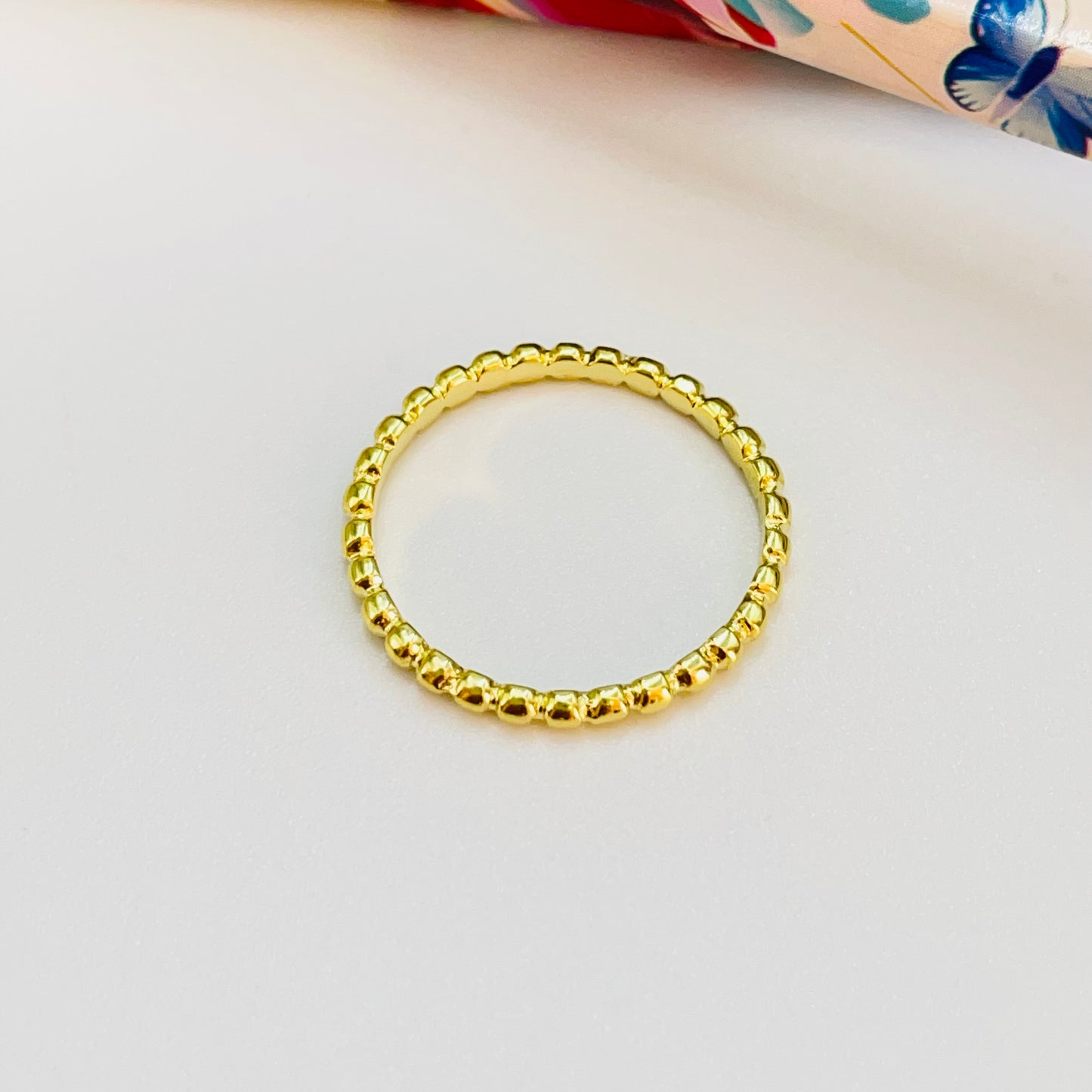 WO08 Anillo Bolitas Anillo Baño Oro