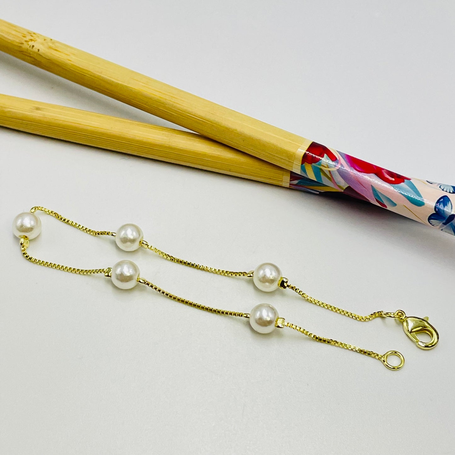 Joyas por Mayor Joyas Bañadas en Oro por Mayor Insumos para Joyas PO21 Pulsera Perlas diá. 6 mm Cadena veneciana espesor 1 mm Largo 16.5 cm Pulsera Baño Oro