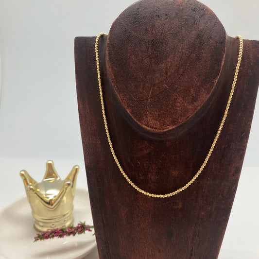 CO195 Collar Bolitas 2 mm Largo 40 cm más extensor 5 cm Cadena Terminada Baño Oro Pulseras Bañadas hecho de Bronce Bañado en Oro 18K Joyas Bañadas en Oro