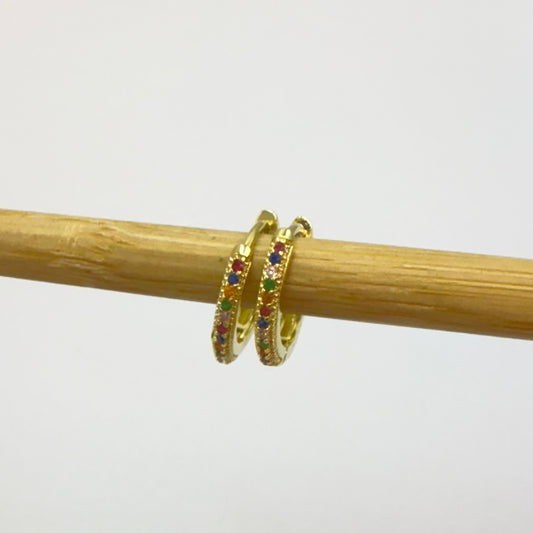 Joyas por Mayor Joyas Bañadas en Oro por Mayor Insumos para Joyas XO558 Aro Argolla Presión circones de colores diá. 14 mm Ancho y Espesor 2 mm Aro Baño Oro