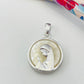 FP1051 Colgante Virgen Niña fondo Cristal diá. 23 mm más argollita más valier Figura Baño Plata