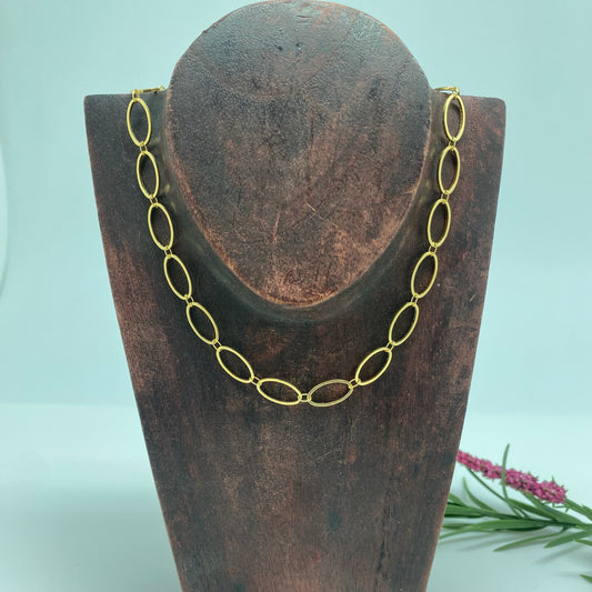 CO251 Chocker o Cadena Alternada eslabones 14x7 mm y mini eslabón 4x2 mm Largo 35 cm más extersor de 7 cm Cadena Terminada Baño Oro