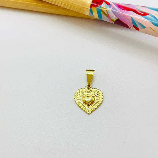 Joyas por Mayor Joyas Bañadas en Oro por Mayor Insumos para Joyas FO1173 Colgante Sagrado Corazón 12 x 12 mm más valier de 7 mm Espesor 0.8 mm Figura Baño Oro
