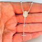 PP33 Pulsera Rosario Decenario Virgen Aparecida Cadena Bolitas 2.8 mm Largo 20 cm Largo Cadena y Cruz 3.5 cm Pulsera Baño Plata