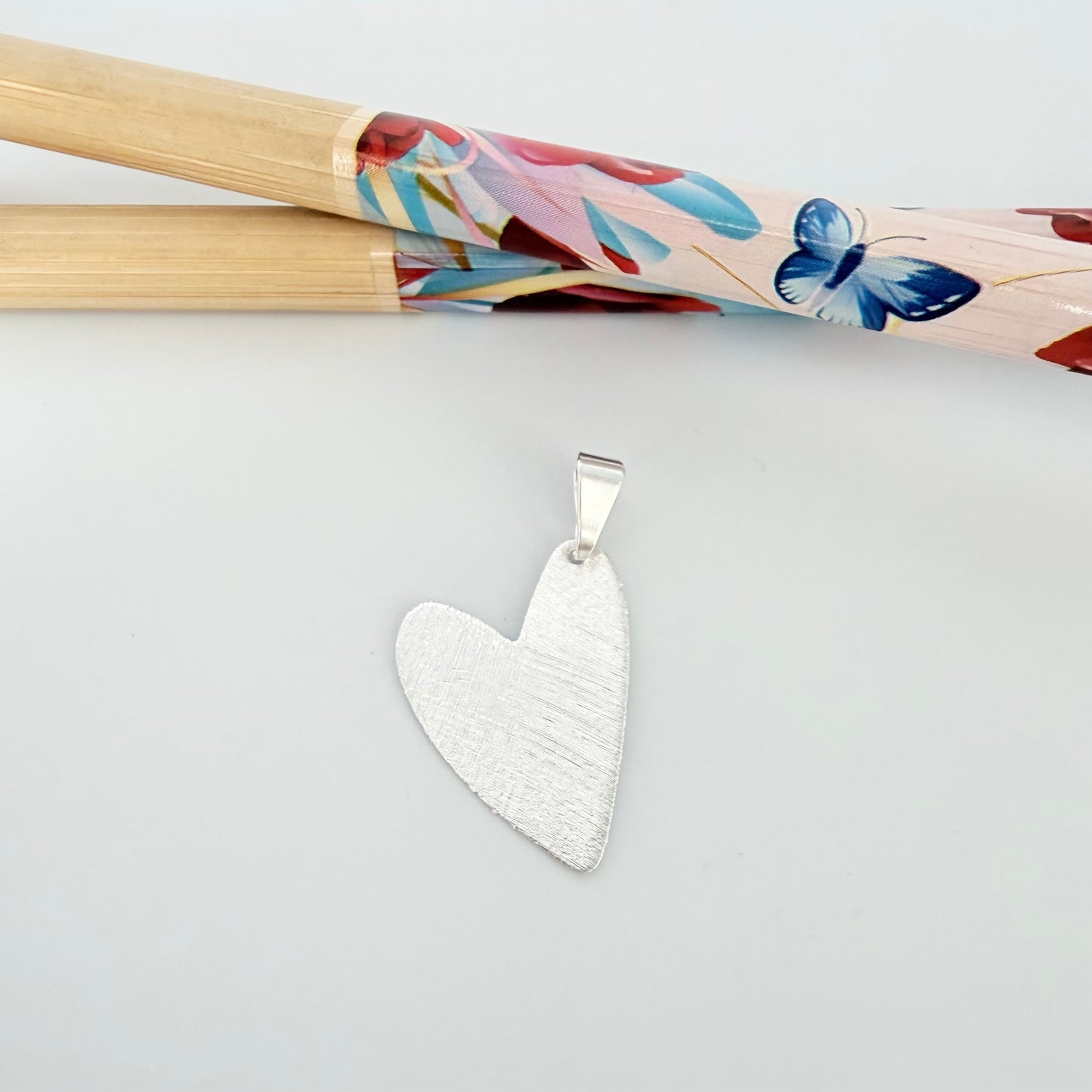 FP1263 Colgante Corazón Lijado 22 x 15 mm más valier Espesor 0.8 mm Figura Baño Plata