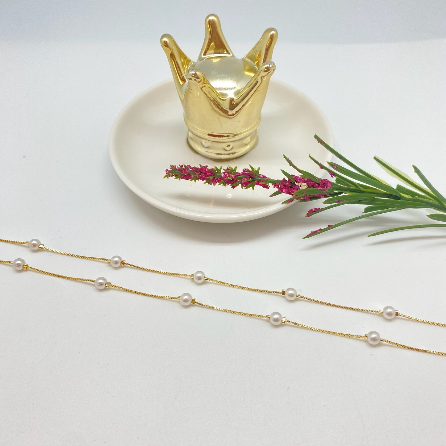 CO182 Collar Perlas Cadena Veneciana diá. 5 mm Largo 60 cm Collar Terminado Baño Oro Cadenas Bañadas hecho de Bronce Bañado en Oro 18K Joyas Bañadas en Oro