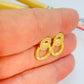 XO543 Aro 2 Círculos Calados Entrelazados 1 con circones 19 x 11 mm Espesor 1.5 mm Aro Baño Oro