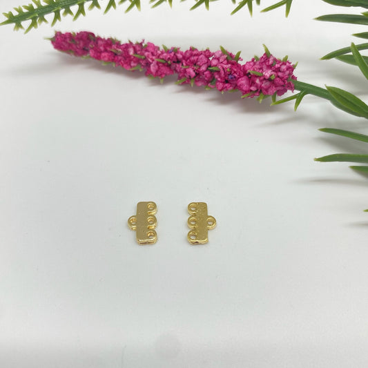 AO154 Terminal para pulsera o collar 3 argollas 5 x 8 mm Espesor 1.5 mm Accesorio Baño Oro