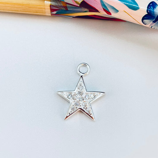 Joyas por Mayor Joyas Bañadas en Plata por Mayor Insumos para Joyas FP1219 Colgante Estrella con Circones 15 x 15 mm más argollita Espesor 1.8 mm Figura Baño Plata