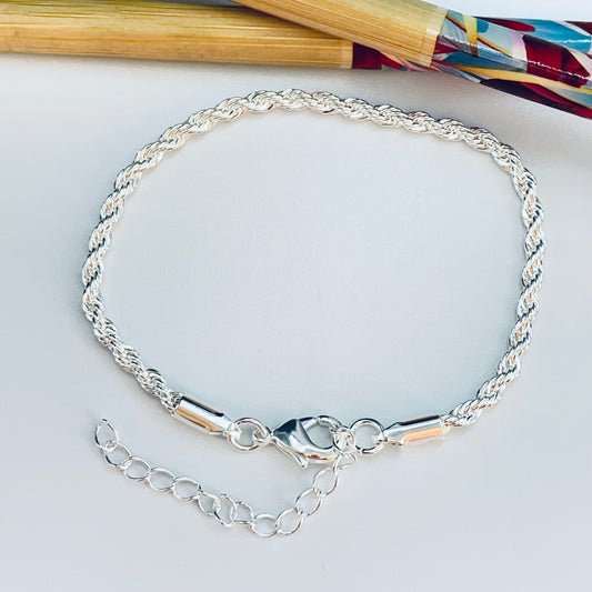 Joyas por Mayor Joyas Bañadas en Plata por Mayor Insumos para Joyas PP31 Pulsera Tourbillon Espesor 3 mm Largo 16 cm más extensor de 5 cm Pulsera Baño Plata