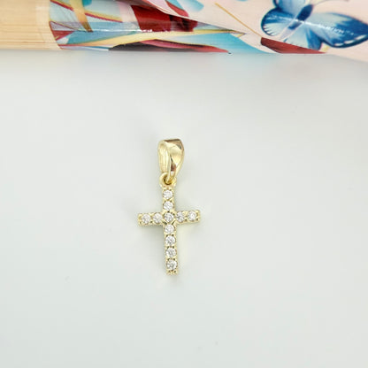 FO1067 Colgante Cruz Circones 11 x 8 mm mas valier Espesor 2 mm Figura Baño Oro