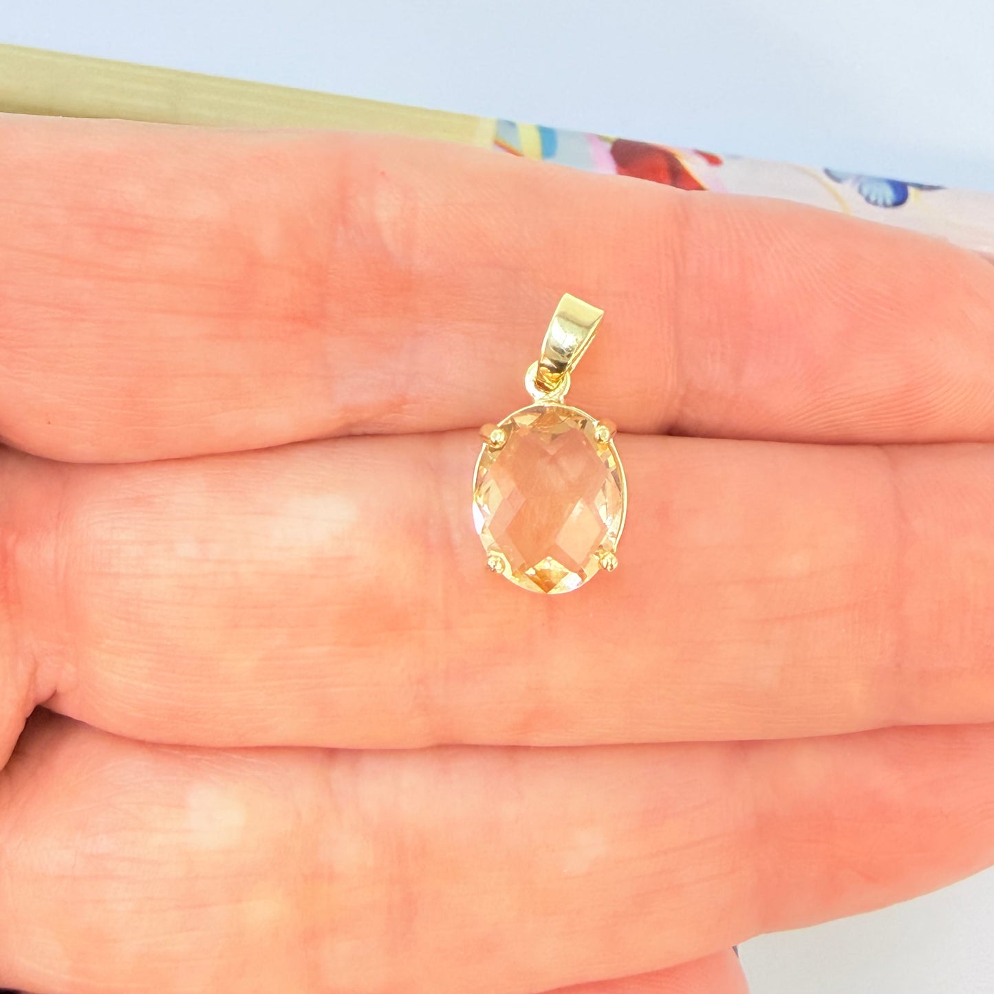 Joyas por Mayor Joyas Bañadas en Oro por Mayor Insumos para Joyas FO1248 Colgante con Cristal Facetado color Miel con grifas 10 x 8 mm más valier Espesor 4 mm Figura Baño Oro