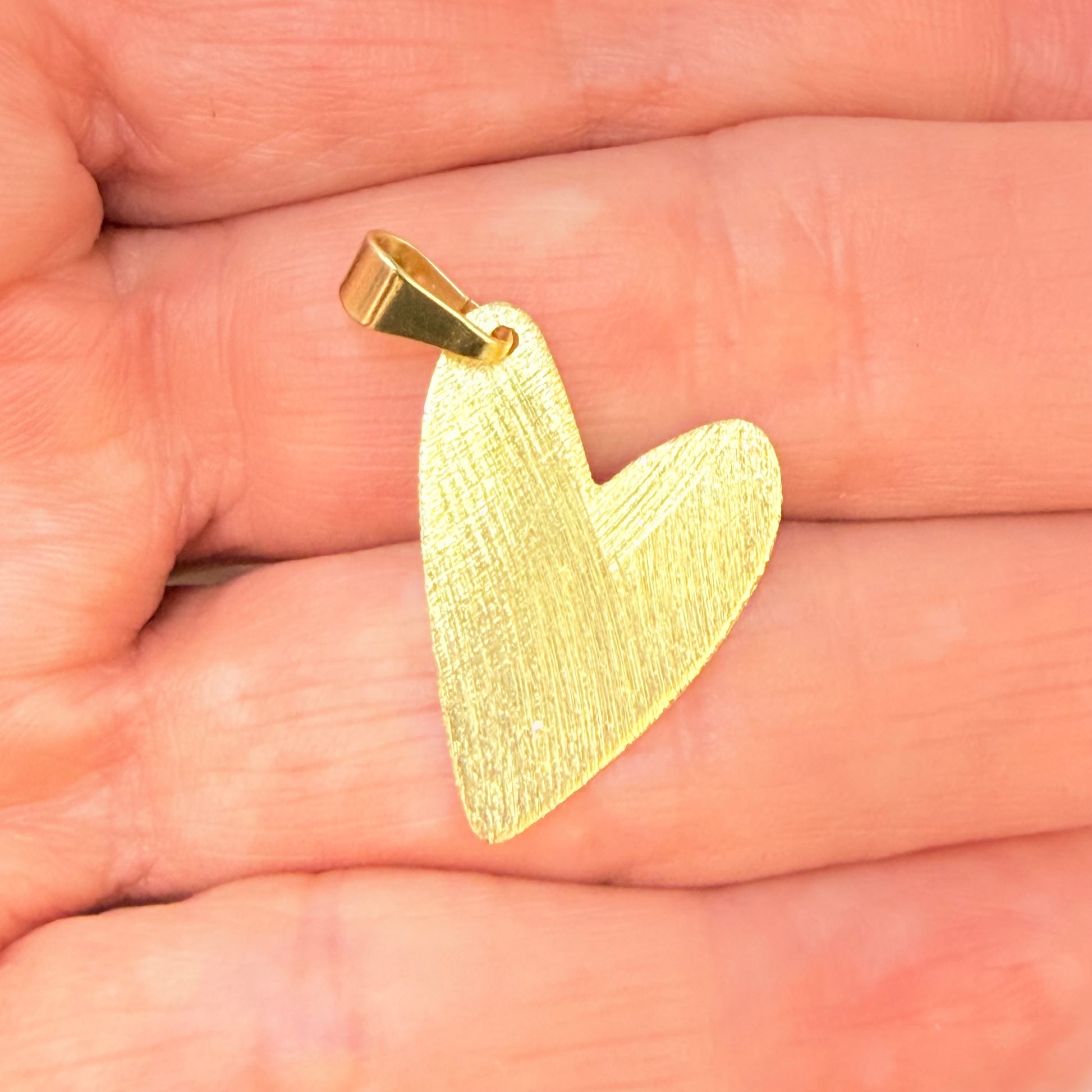 Joyas por Mayor Joyas Bañadas en Oro por Mayor Insumos para Joyas FO1263 Colgante Corazón Lijado 22 x 15 mm más valier Espesor 0.8 mm Figura Baño Oro