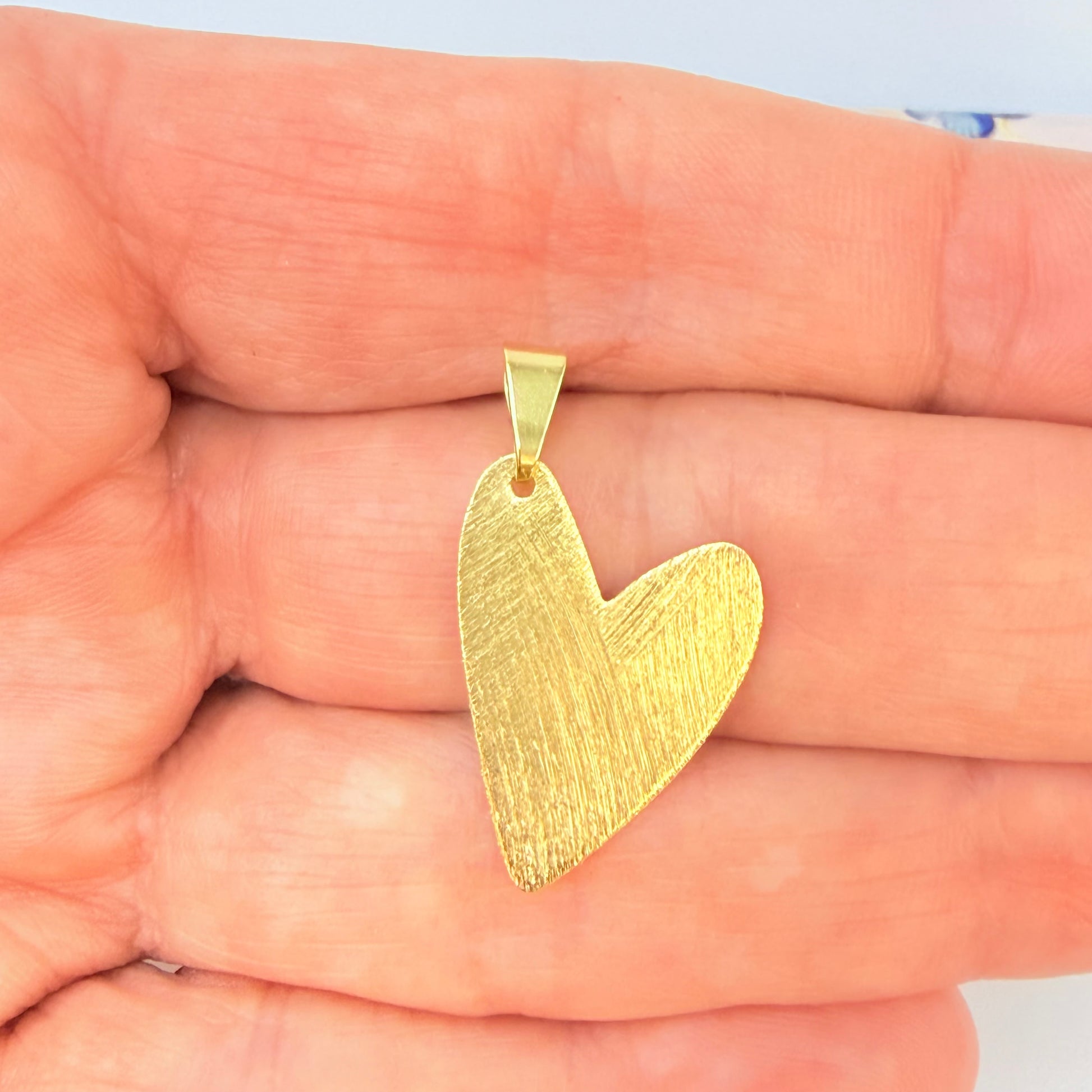 Joyas por Mayor Joyas Bañadas en Oro por Mayor Insumos para Joyas FO1263 Colgante Corazón Lijado 22 x 15 mm más valier Espesor 0.8 mm Figura Baño Oro