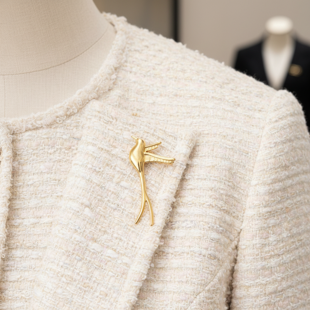 FO1268 Prendedor Pajarito 33 x 16 mm Espesor 2.1 mm Figura Baño Oro