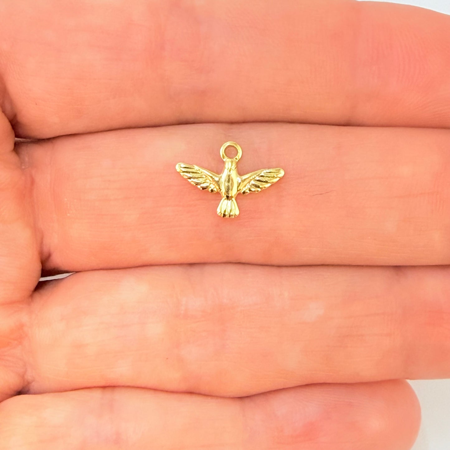 Joyas por Mayor Joyas Bañadas en Oro por Mayor Insumos para Joyas FO1269 Colgante Espíritu Santo 7 x 12 mm más argollita Espesor 0.8 mm Figura Baño Oro