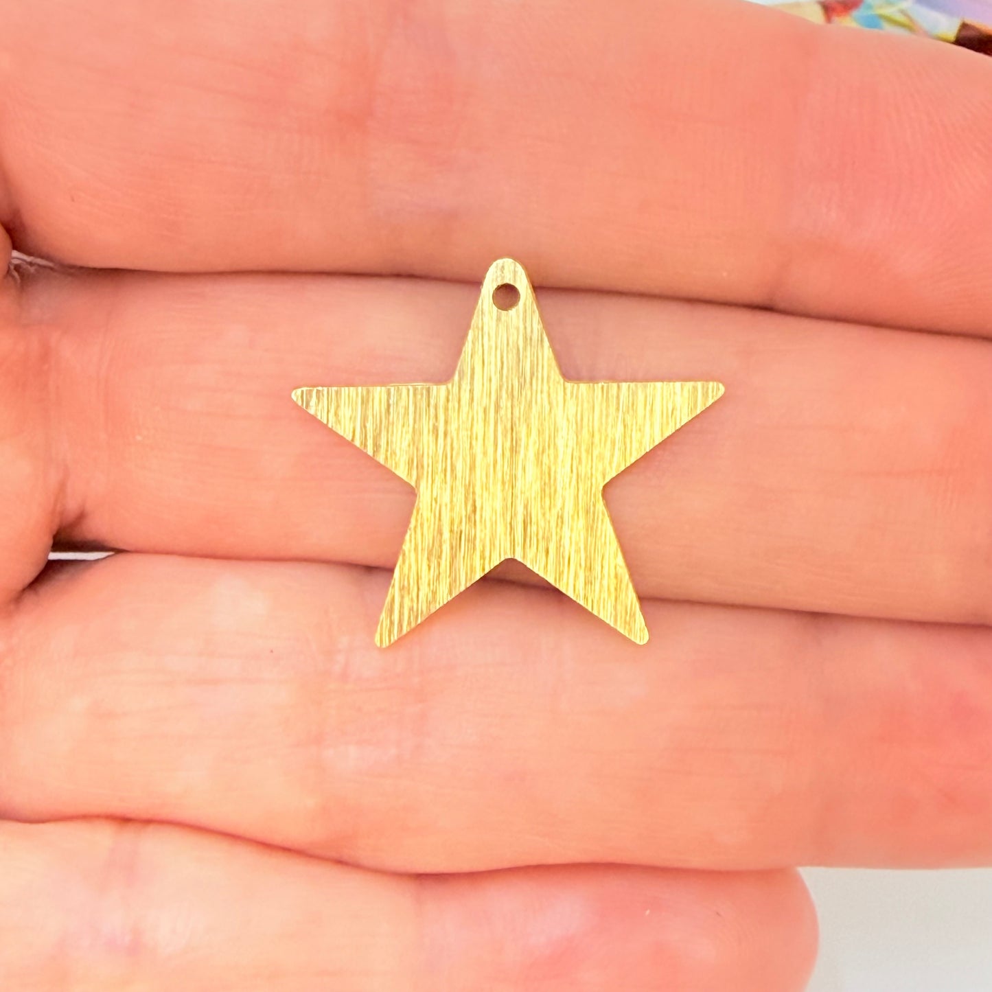 Joyas por Mayor Joyas Bañadas en Oro por Mayor Insumos para Joyas FO1278 Colgante Estrella Lijada 20 mm con perforación Espesor 0.6 mm Figura Baño Oro