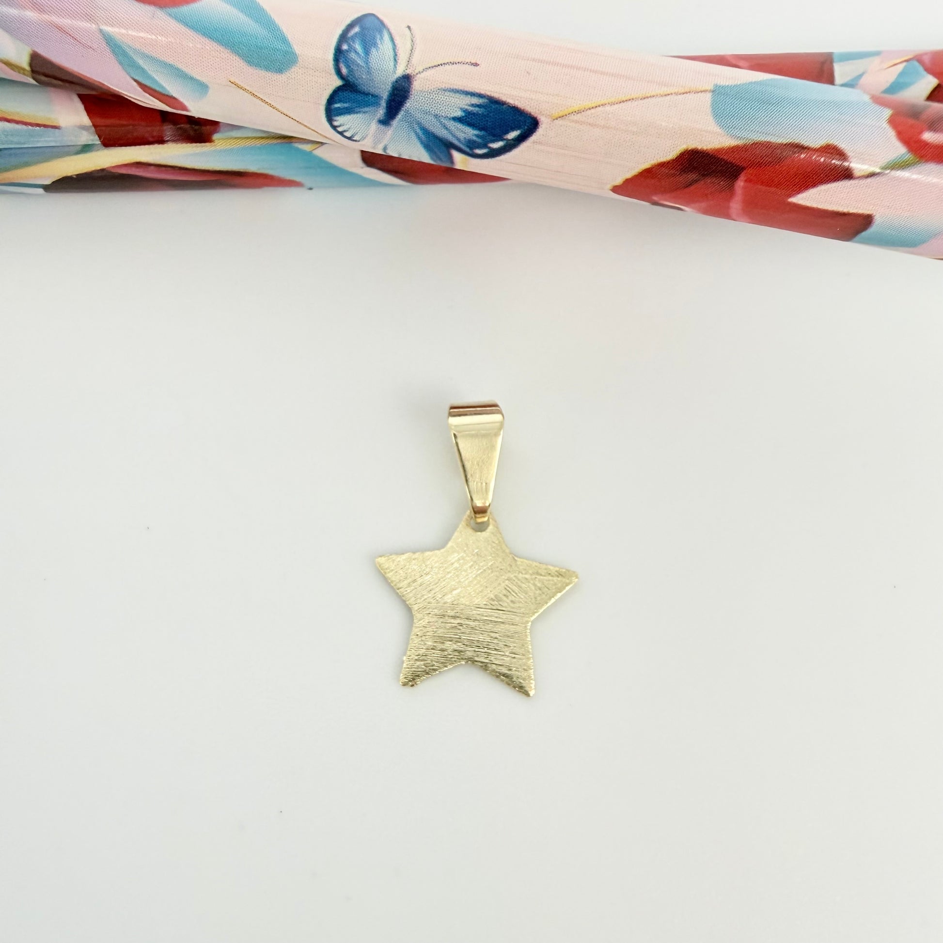 FO942 Colgante Estrella Lijada 13x13 mm más balier Figura Baño Oro Figuras Bañadas hecho de Bronce Bañado en Oro 18K Joyas Bañadas en Oro