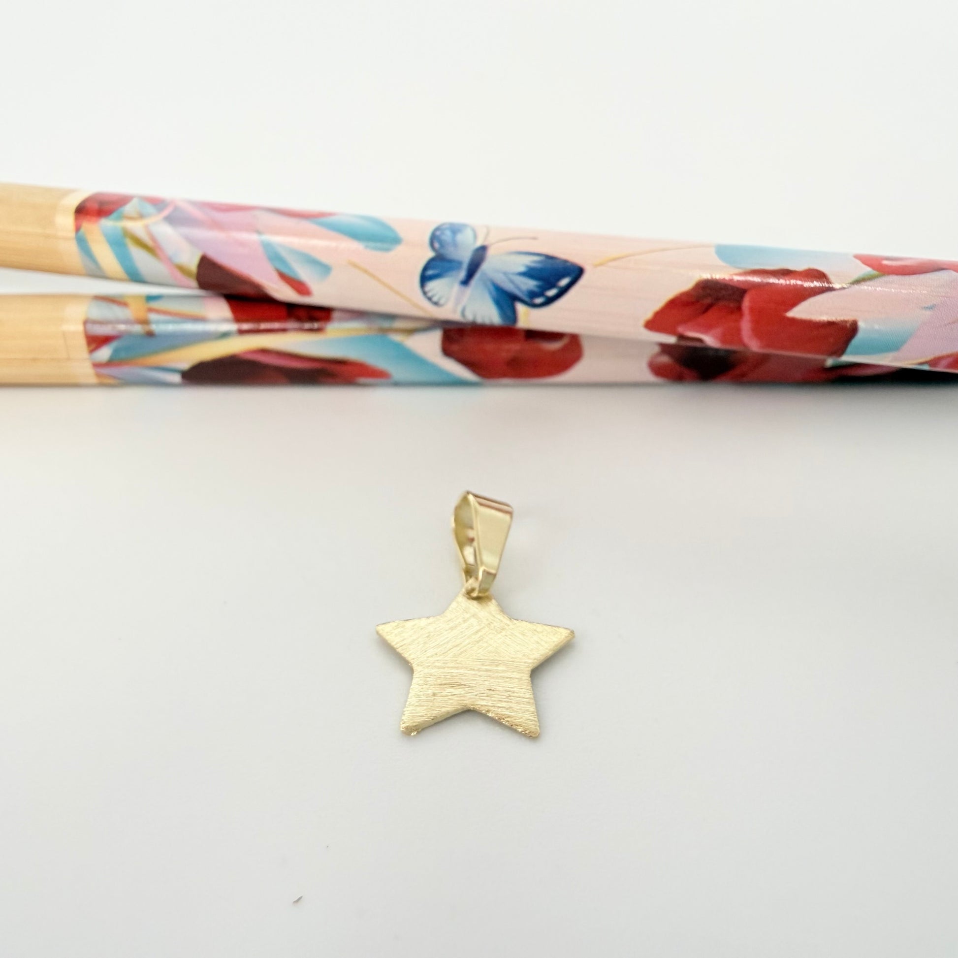 FO942 Colgante Estrella Lijada 13x13 mm más balier Figura Baño Oro Figuras Bañadas hecho de Bronce Bañado en Oro 18K Joyas Bañadas en Oro