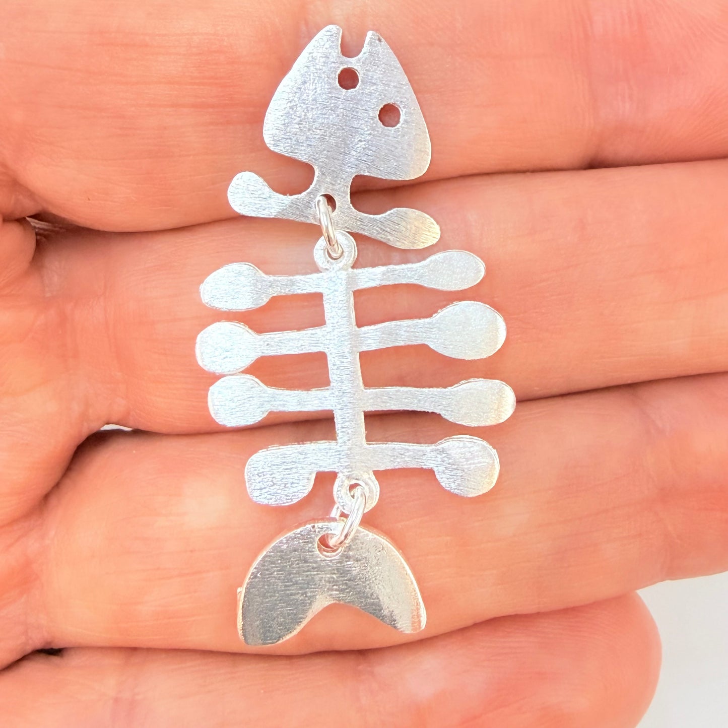 Joyas por Mayor Joyas Bañadas en Plata por Mayor Insumos para Joyas FP1249 Colgante Espina de Pez articulada Lijado 40 x 20 mm con perforación Espesor 1 mm Figura Baño Plata